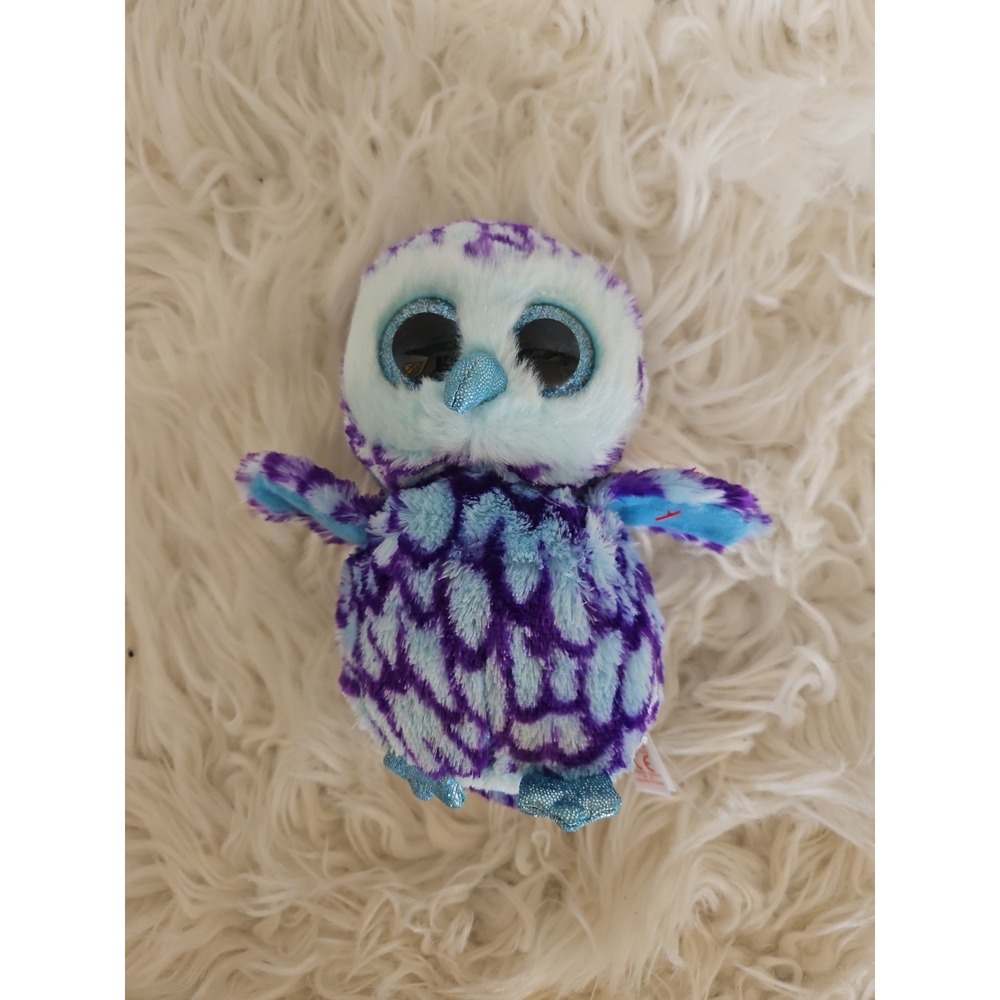 Ty Beanie Boos OSCAR the Owl 6" Beanbag Plush Toy w/ Glitter Eyes
